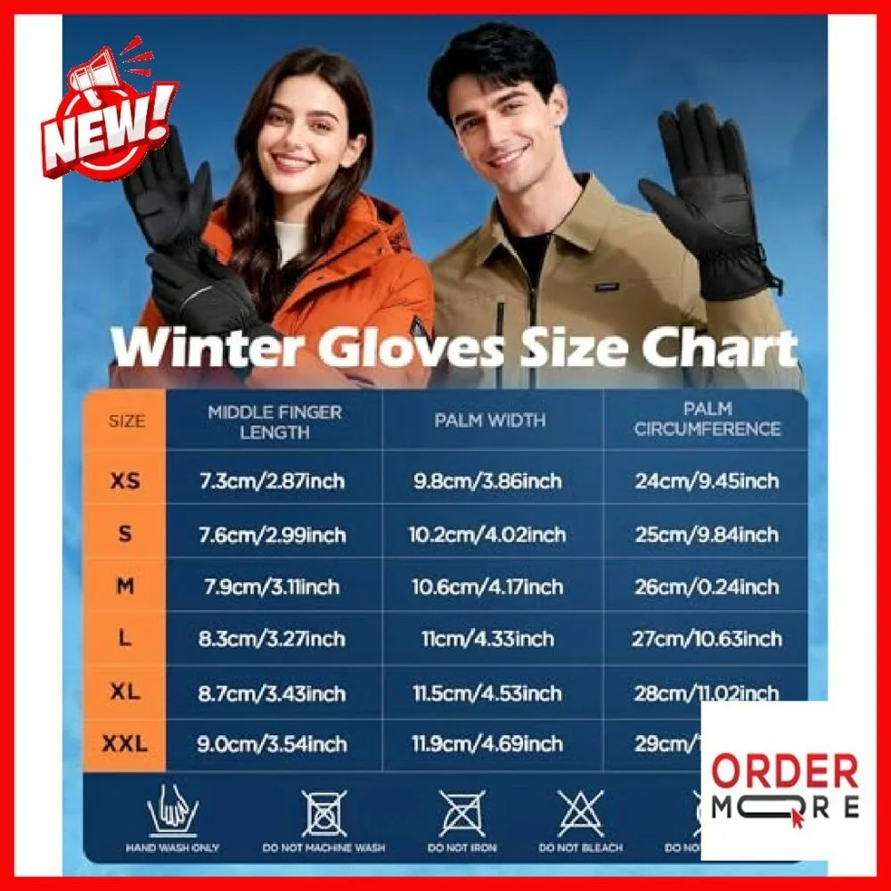 Small Winter Gloves with 3M Insulation Touchscreen Windproof Ski Running